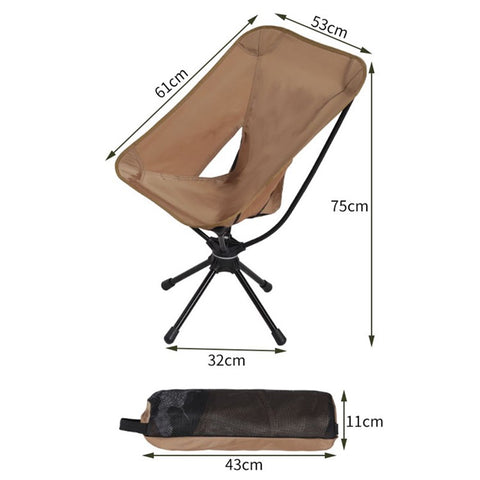 HALIN Outdoor Folding Chair 360 Degree Rotation Portable Moon Chair for Camping Hiking Fishing