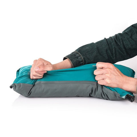 Inflatable Sponge Pillow Camping Travel Pillow Fabric+TPU Head Rest Cushion