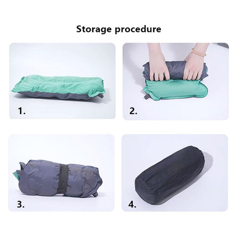 Inflatable Sponge Pillow Camping Travel Pillow Fabric+TPU Head Rest Cushion
