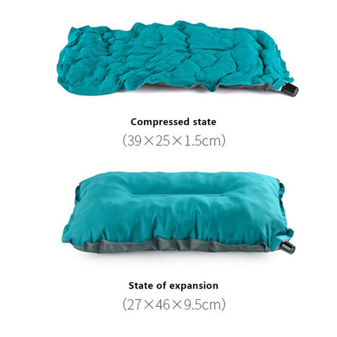 Inflatable Sponge Pillow Camping Travel Pillow Fabric+TPU Head Rest Cushion
