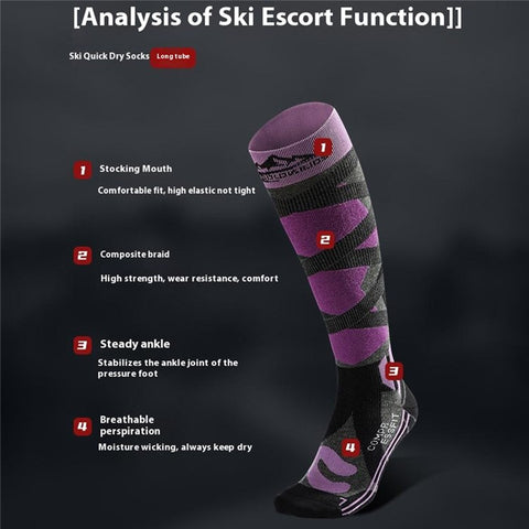 GOLOVEJOY DWZ05 1 Pair Sport Compression Socks Winter Warm High Tube Ski Calf Socks