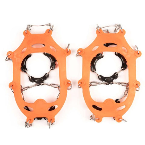 AOTU 1 Pair Teen Crampons Hiking Boots Ice Cleats Anti-Slip Snow Cleats with 11 Spikes (Suitable for Size 22-29)