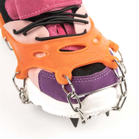 AOTU 1 Pair Teen Crampons Hiking Boots Ice Cleats Anti-Slip Snow Cleats with 11 Spikes (Suitable for Size 22-29)