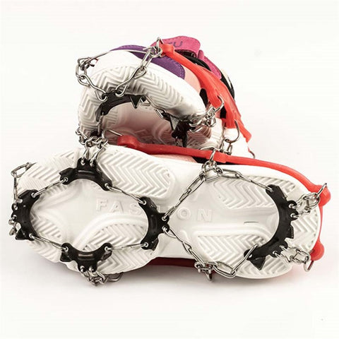 AOTU 1 Pair Outdoor Non-Slip Crampons 11 Spikes Skating Shoes Cover Ice Claws for Kids Children Teenagers (Suitable for Size 29-39)