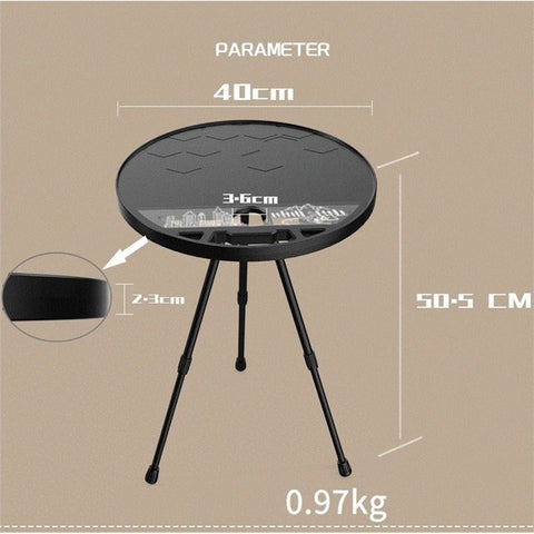 LZ-03 40cm Round Outdoor Camping Table Portable Detachable PE+Aluminum Alloy Small Table