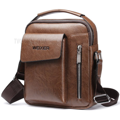 WEIXIER 8602 Fashion Men PU Leather Multi-pockets Crossbody Single Shoulder Bag