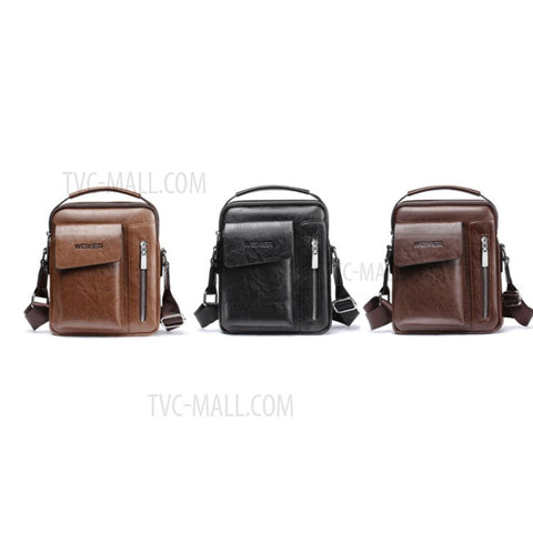 WEIXIER 8602 Fashion Men PU Leather Multi-pockets Crossbody Single Shoulder Bag