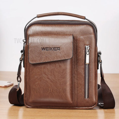 WEIXIER 8602 Fashion Men PU Leather Multi-pockets Crossbody Single Shoulder Bag
