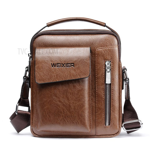 WEIXIER 8602 Fashion Men PU Leather Multi-pockets Crossbody Single Shoulder Bag
