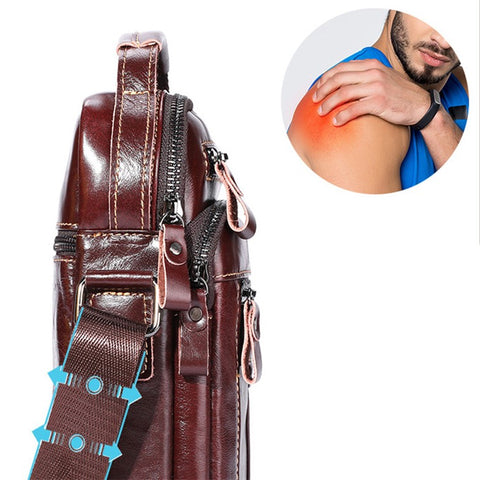 BULLCAPTAIN 400 Men's Crossbody Bag Cowhide Leather Messenger Bag Large Daypack