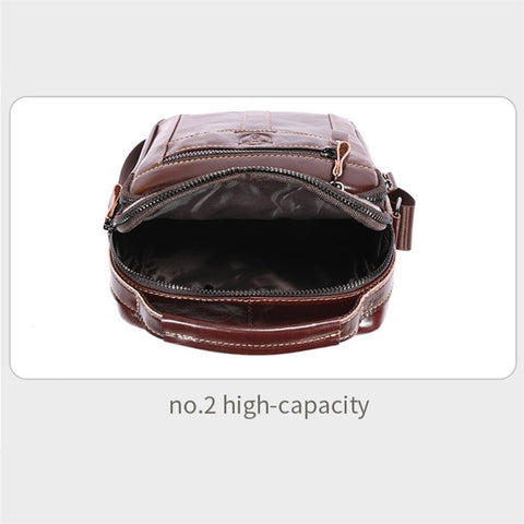 BULLCAPTAIN 400 Men's Crossbody Bag Cowhide Leather Messenger Bag Large Daypack