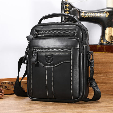 BULLCAPTAIN 400 Men's Crossbody Bag Cowhide Leather Messenger Bag Large Daypack