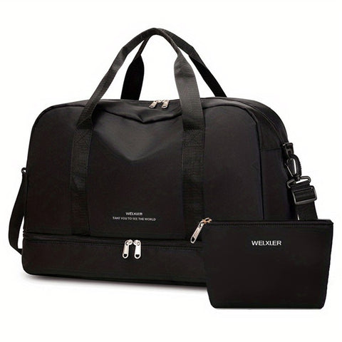 WEIXIER V016 36-55L Waterproof Nylon Luggage Handbag Carry On Travel Duffle Bag, with Small Bag