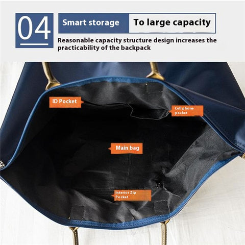 HINDUL Shoulder Tote Bag for Women, Nylon Top-Handle Zipper Travel Shoulder Bag, Size: 32*29*19cm