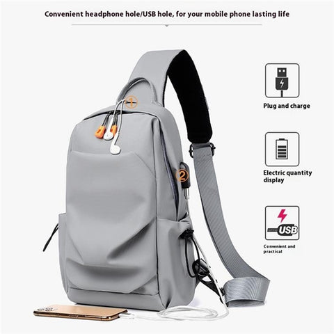 Men's Sling Bag Travel Crossbody Bag Waterproof PU Daypack