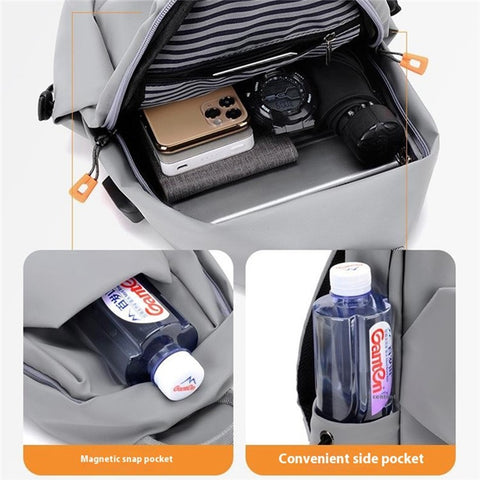 Men's Sling Bag Travel Crossbody Bag Waterproof PU Daypack