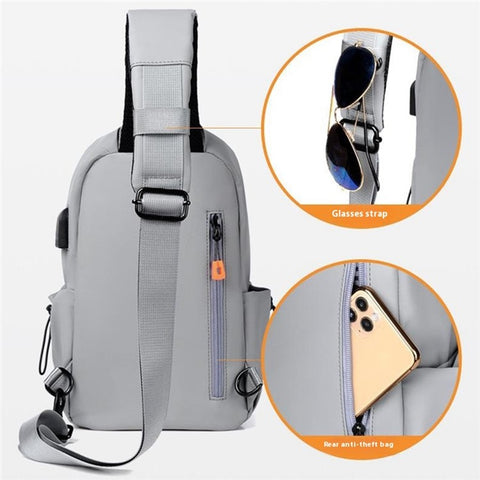Men's Sling Bag Travel Crossbody Bag Waterproof PU Daypack