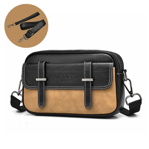 WEIXIER D408 Men Square Messenger Bag PU Leather Mini Crossbody Bag with Wrist Strap