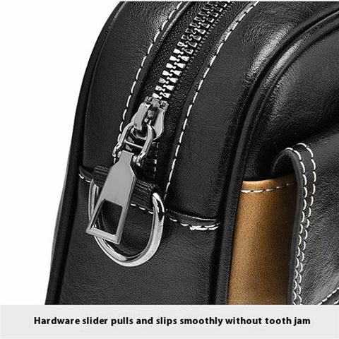 WEIXIER D408 Men Square Messenger Bag PU Leather Mini Crossbody Bag with Wrist Strap