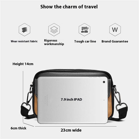 WEIXIER D408 Men Square Messenger Bag PU Leather Mini Crossbody Bag with Wrist Strap