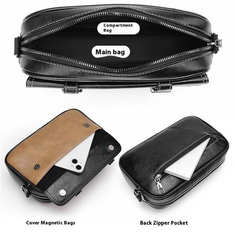 WEIXIER D408 Men Square Messenger Bag PU Leather Mini Crossbody Bag with Wrist Strap