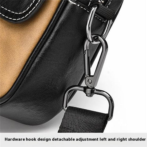 WEIXIER D408 Men Square Messenger Bag PU Leather Mini Crossbody Bag with Wrist Strap