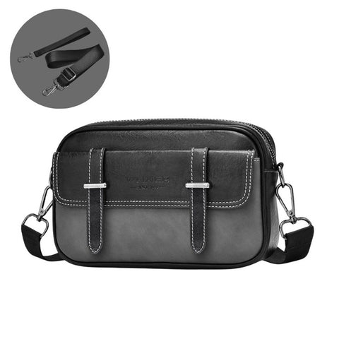 WEIXIER D408 Men Square Messenger Bag PU Leather Mini Crossbody Bag with Wrist Strap