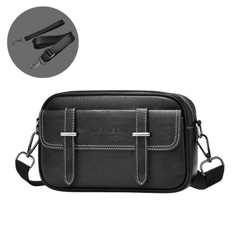 WEIXIER D408 Men Square Messenger Bag PU Leather Mini Crossbody Bag with Wrist Strap