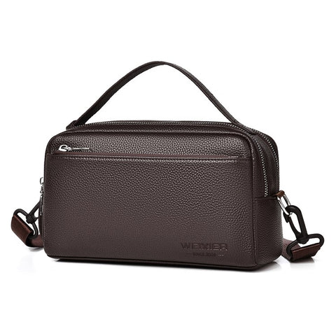 WEIXIER D502 Business Men Crossbody Bag with Handle PU Leather Small Square Bag