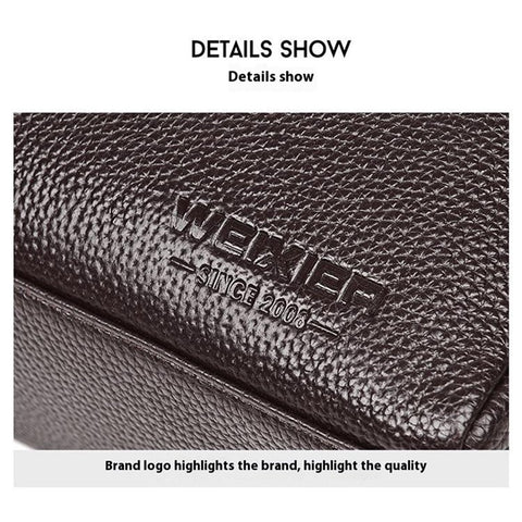 WEIXIER D502 Business Men Crossbody Bag with Handle PU Leather Small Square Bag