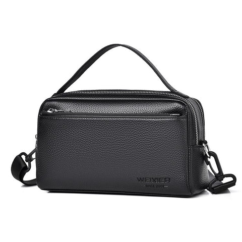 WEIXIER D502 Business Men Crossbody Bag with Handle PU Leather Small Square Bag