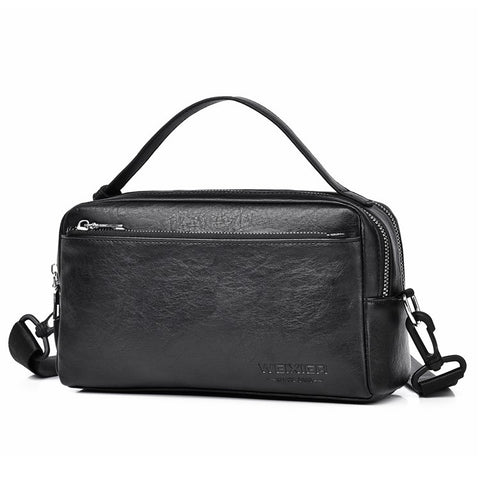 WEIXIER D502 Business Men Crossbody Bag with Handle PU Leather Small Square Bag