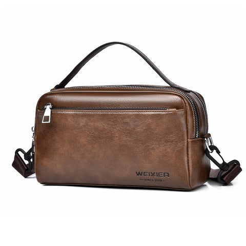 WEIXIER D502 Business Men Crossbody Bag with Handle PU Leather Small Square Bag