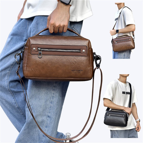 WEIXIER D402 Retro Casual Men Anti-Splash PU Handbag Single Shoulder Crossbody Bag, Standard Version