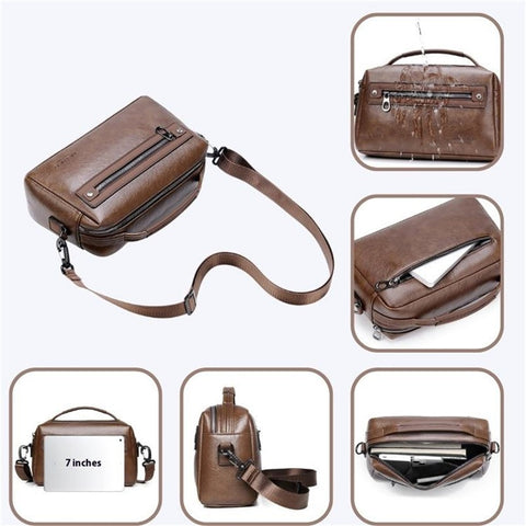 WEIXIER D402 Retro Casual Men Anti-Splash PU Handbag Single Shoulder Crossbody Bag, Standard Version
