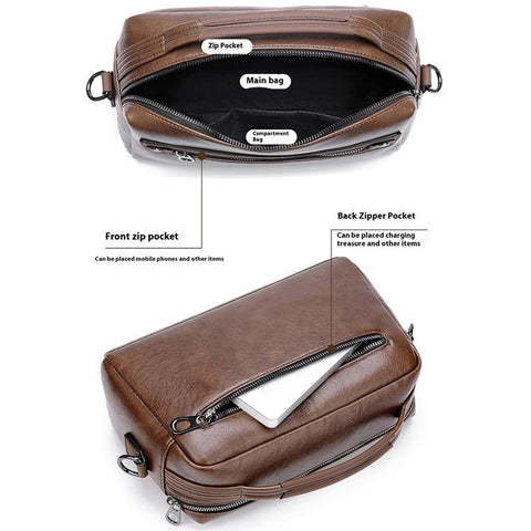 WEIXIER D402 Retro Casual Men Anti-Splash PU Handbag Single Shoulder Crossbody Bag, Standard Version