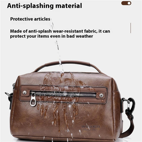 WEIXIER D402 Retro Casual Men Anti-Splash PU Handbag Single Shoulder Crossbody Bag, Standard Version