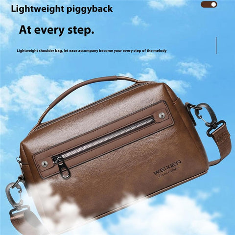 WEIXIER D402 Retro Casual Men Anti-Splash PU Handbag Single Shoulder Crossbody Bag, Standard Version