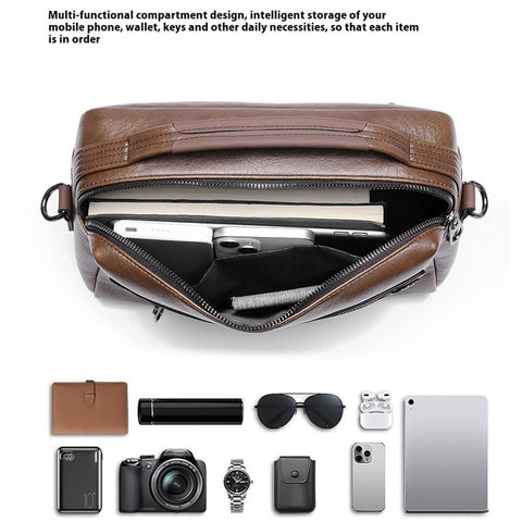 WEIXIER D402 Retro Casual Men Anti-Splash PU Handbag Single Shoulder Crossbody Bag, Standard Version