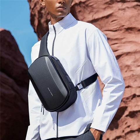 MARK RYDEN MR3991 Men's Chest Bag Hard Shell Crossbody Shoulder Bag with USB Charging Port