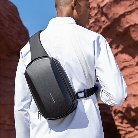 MARK RYDEN MR3991 Men's Chest Bag Hard Shell Crossbody Shoulder Bag with USB Charging Port