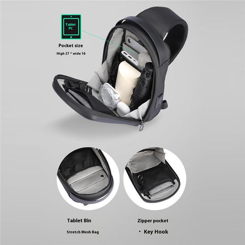 MARK RYDEN MR3991 Men's Chest Bag Hard Shell Crossbody Shoulder Bag with USB Charging Port