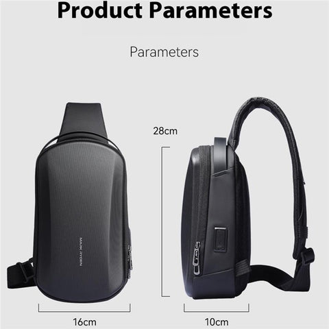 MARK RYDEN MR3991 Men's Chest Bag Hard Shell Crossbody Shoulder Bag with USB Charging Port