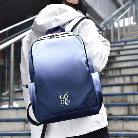 YS3588 Gradient Color Waterproof Nylon Shoulder Bag Travel 15.6-inch Laptop Backpack