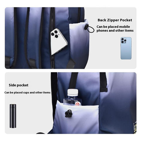 YS3588 Gradient Color Waterproof Nylon Shoulder Bag Travel 15.6-inch Laptop Backpack