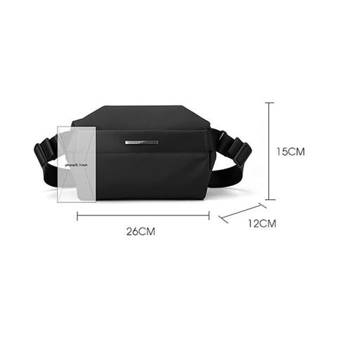 HAOSHUAI 1239 Casual Men Crossbody Bag Water Resistant Nylon Chest Pack Single Shoulder Bag