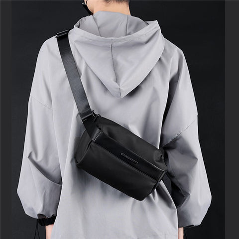 HAOSHUAI 1239 Casual Men Crossbody Bag Water Resistant Nylon Chest Pack Single Shoulder Bag
