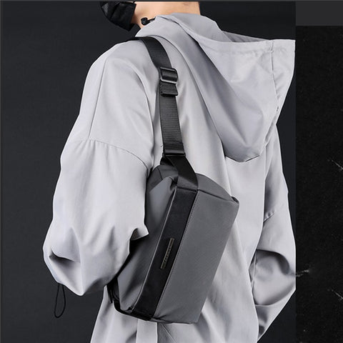 HAOSHUAI 1239 Casual Men Crossbody Bag Water Resistant Nylon Chest Pack Single Shoulder Bag