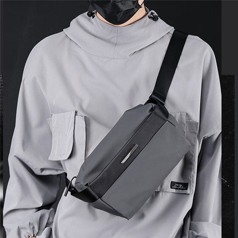 HAOSHUAI 1239 Casual Men Crossbody Bag Water Resistant Nylon Chest Pack Single Shoulder Bag