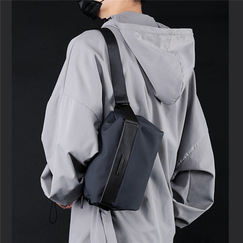 HAOSHUAI 1239 Casual Men Crossbody Bag Water Resistant Nylon Chest Pack Single Shoulder Bag